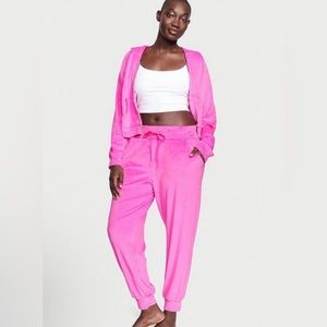 NWT Victoria's Secret SET FULL ZIP HOODIE (small)+JOGGER (med) VELOUR NWT